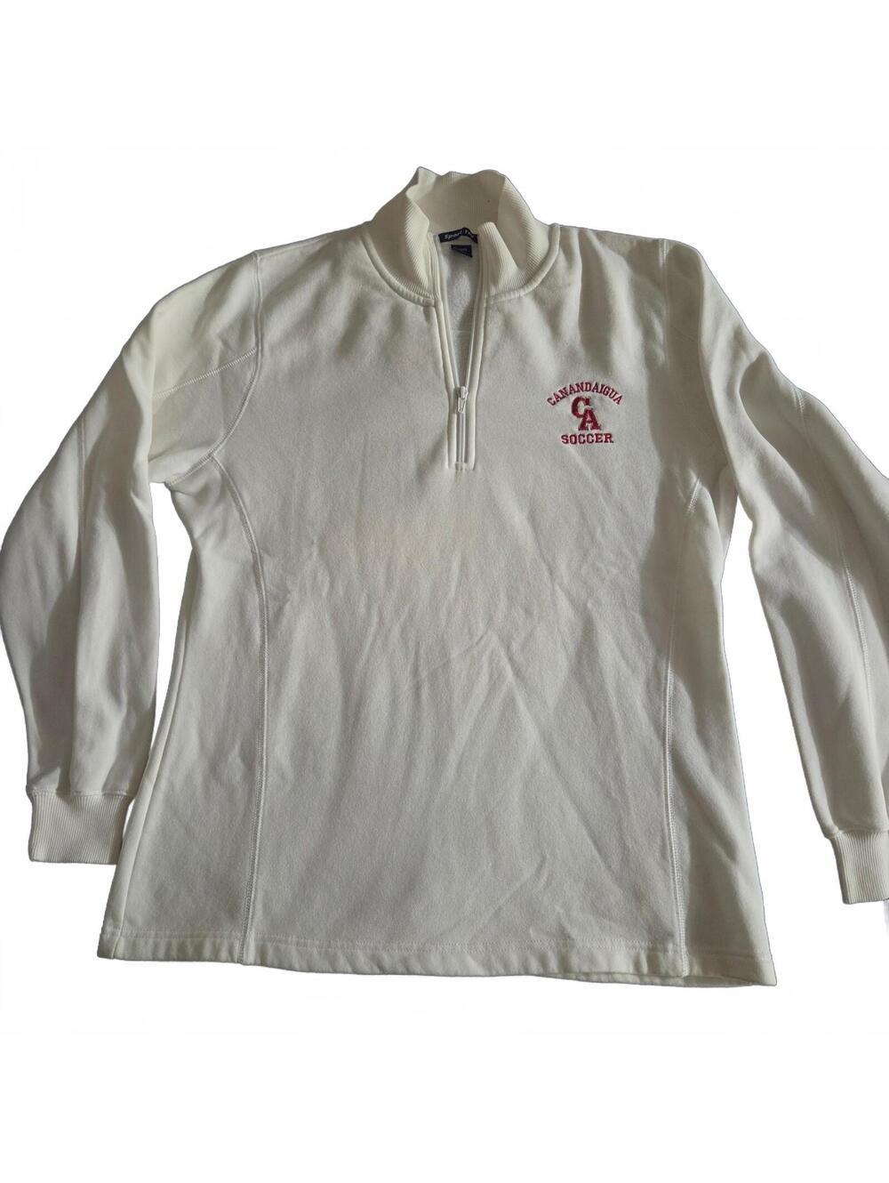 Sport-Tek Ladies Large White Canandaigua Soccer Quarter Zip Sweatshirt